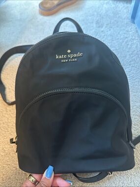 kate spade black nylon mini backpack with gold logo